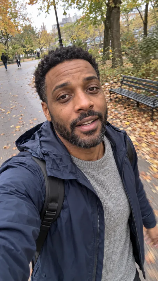 Laurent, 39 ans, filmé en promenade dans un parc.
