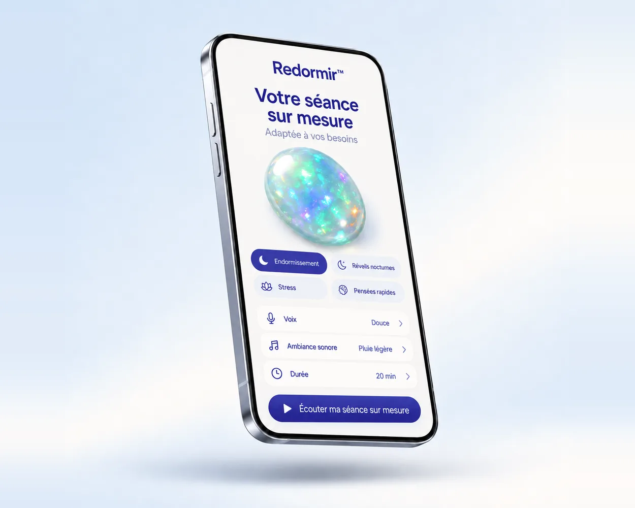 L'application Redormir affiche sa séance sur mesure.